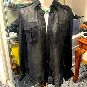 Ralph Lauren 100% linen classic fit button down shirt